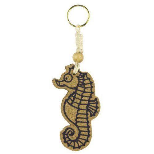 Cork Seahorse Keyring